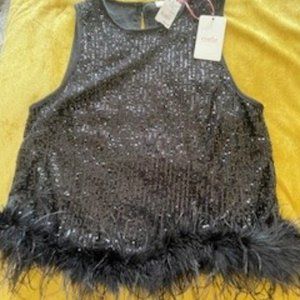 Entro Brand NWT Sequins and Feather Party Top